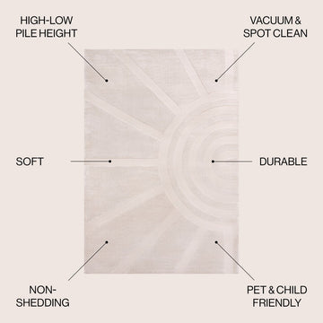 Nordic MidCentury Scandinavian Abstract Sun Two-Tone High-Low Area Rug